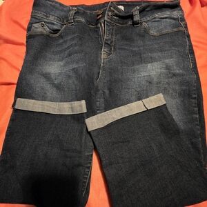 Royalty For Me Women's Deep Indigo Straight Cropped Jeans